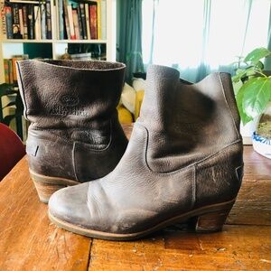 Shabbies Amsterdam leather ankle boots bohemian dark brown US10 EU41